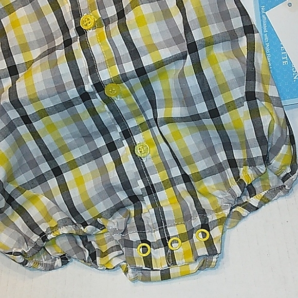 NWT☆U.S. POLO ASSN.☆ Striped Short Sleeve Button Down Collared Bubble Bodysuit☆ - Picture 8 of 10
